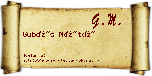 Gubás Máté névjegykártya