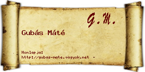Gubás Máté névjegykártya